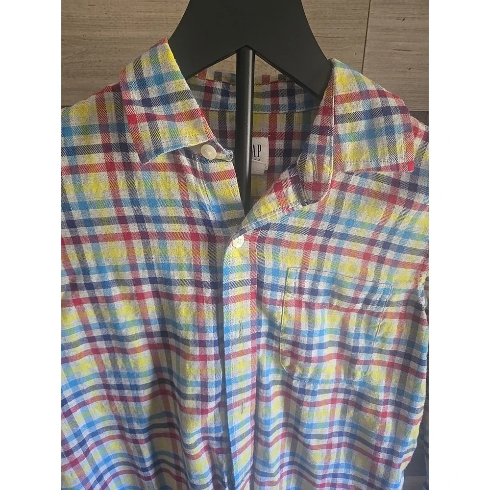 Gap Kids Plaid Button Up‎ Casual Striped Shirt Boys Size 8 REGULAR Preowned